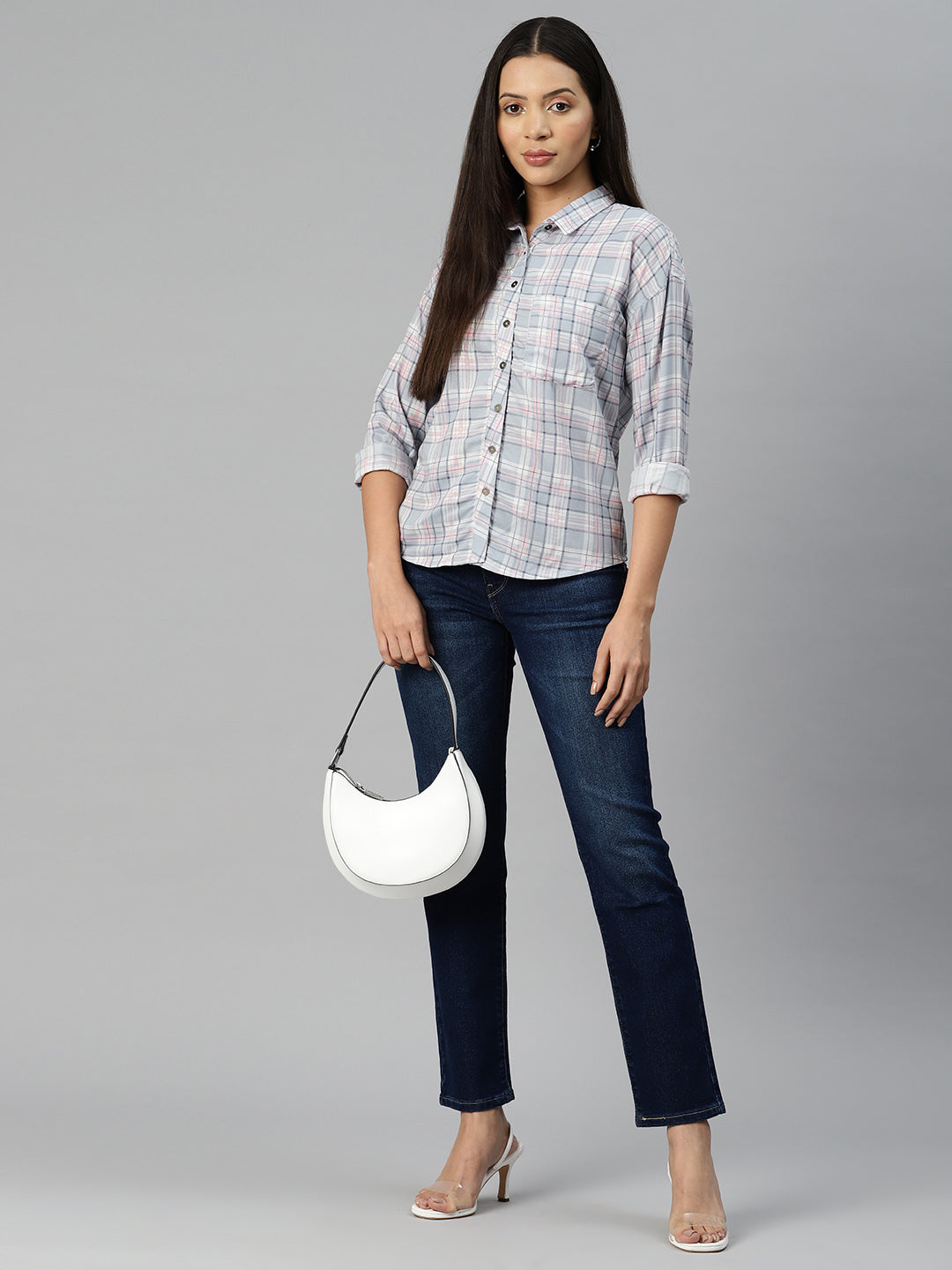 Blue Checked Casual Shirt