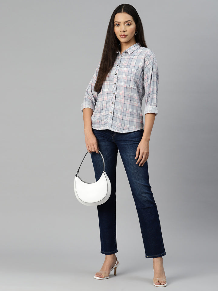 Blue Checked Casual Shirt