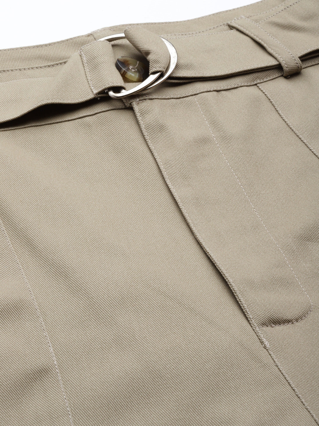Women Beige High-Rise Cargo Joggers with Belt