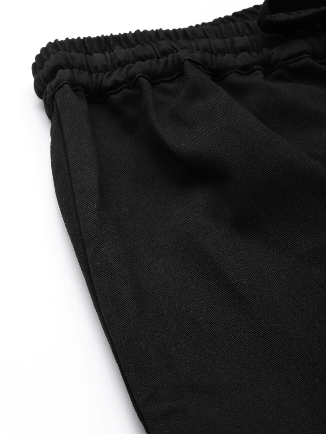 Women Black Cotton Cropped Joggers
