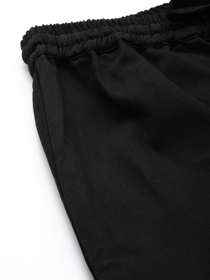 Women Black Cotton Cropped Joggers
