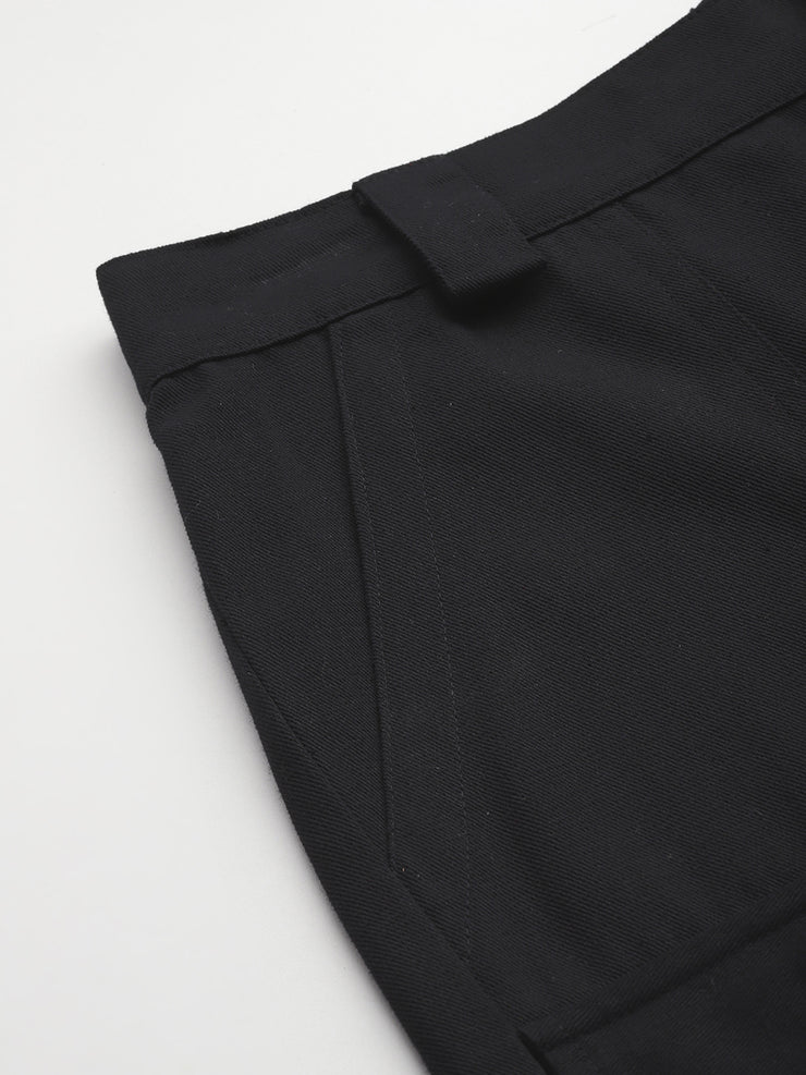 Black High-Rise Pure Cotton Cargo Shorts