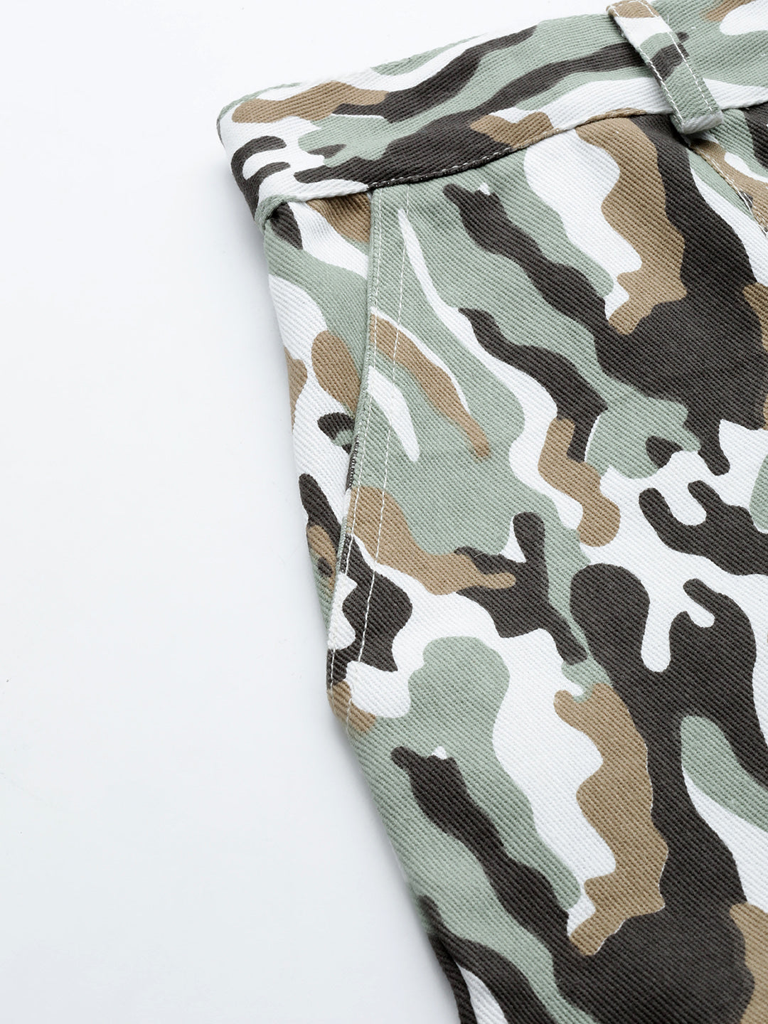 Green Camouflage Printed Shorts