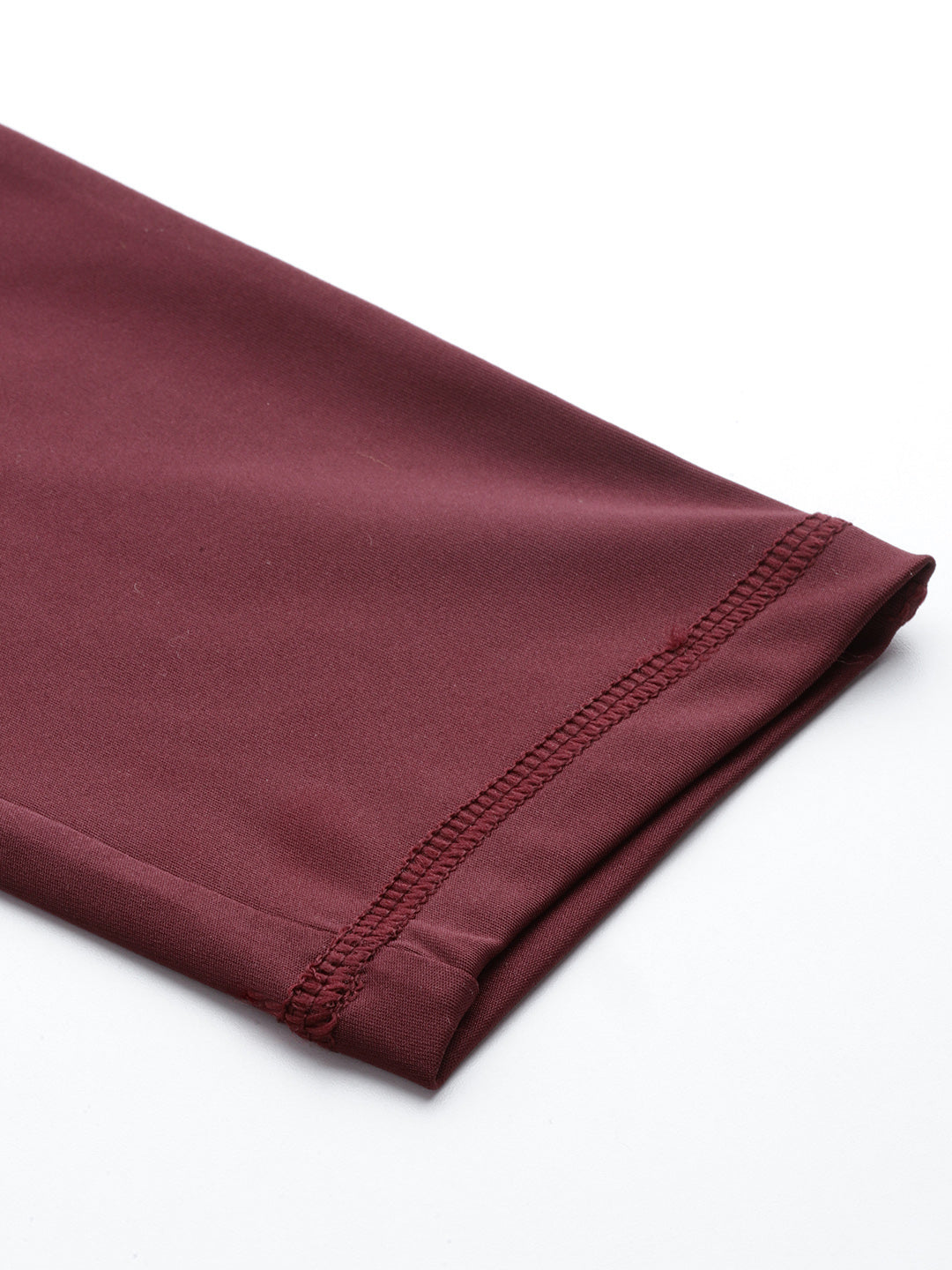 Maroon Solid Ankle Length Slim Fit Leggings
