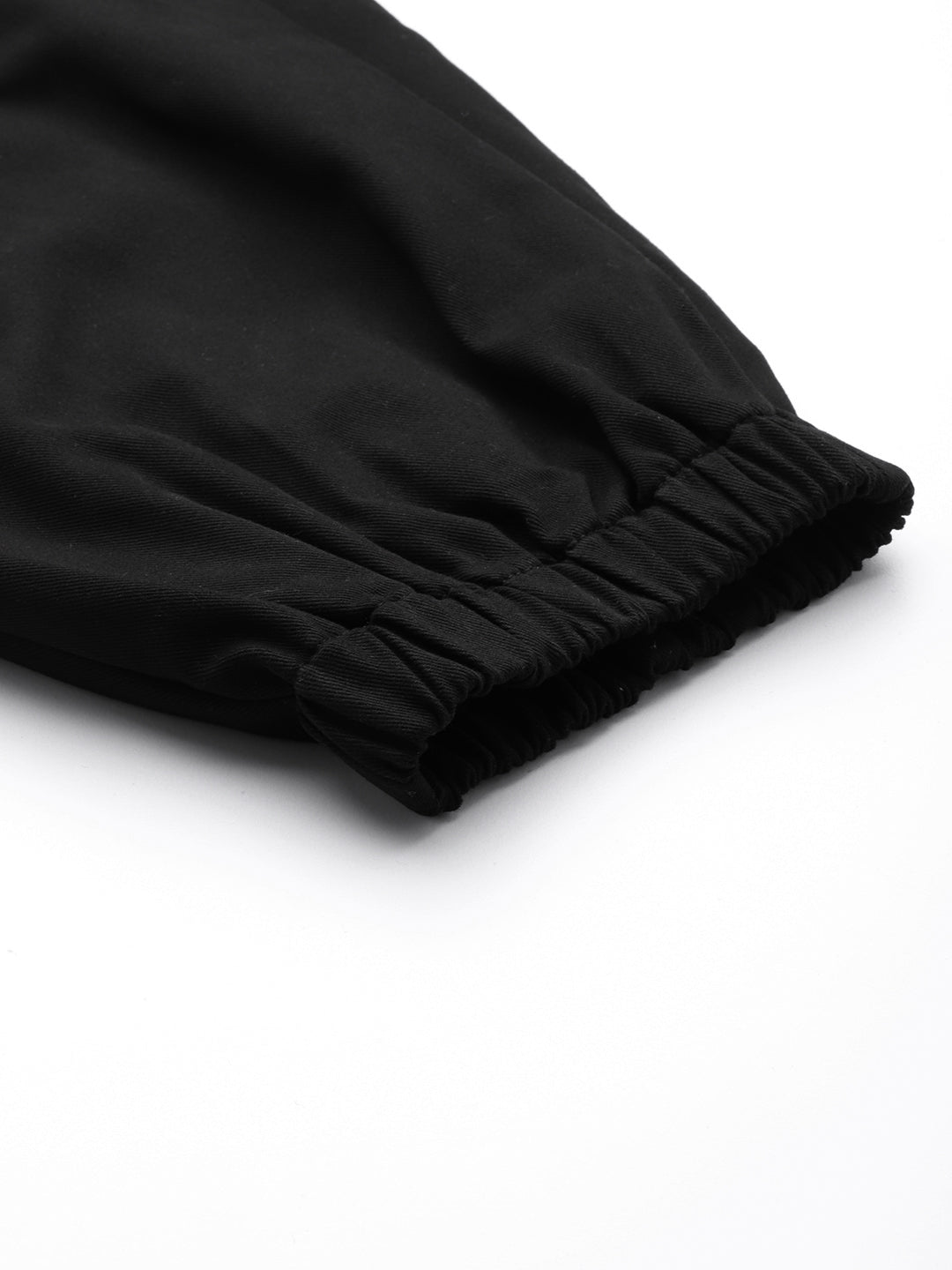 Women Black Cotton Cropped Joggers