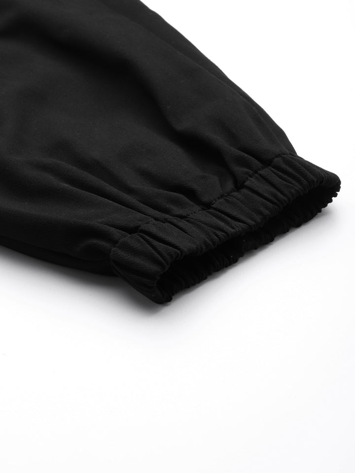 Women Black Cotton Cropped Joggers