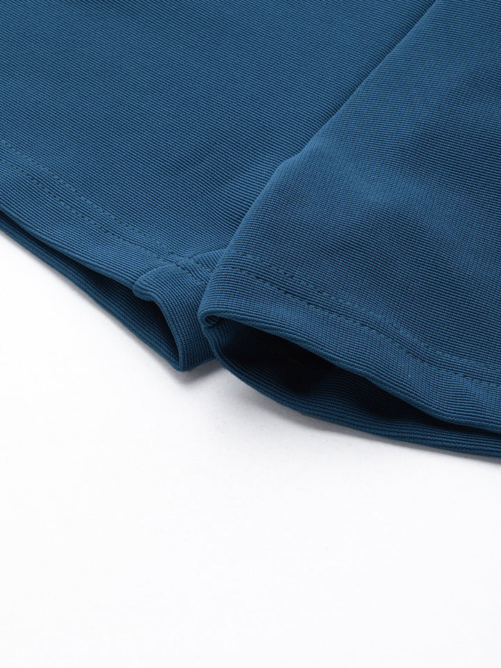 Teal Solid Mid-Rise Regular Shorts