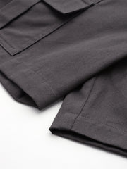 Charcoal High-Rise Pure Cotton Cargo Shorts