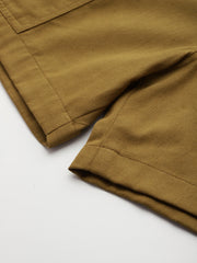 Khaki High-Rise Pure Cotton Cargo Shorts