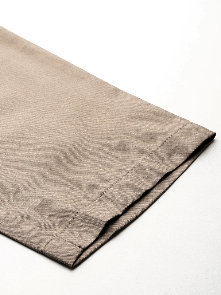 Taupe Pure Cotton Peg Trousers