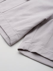 Grey High-Rise Pure Cotton Cargo Shorts