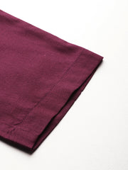 Burgundy Pure Cotton Peg Trousers