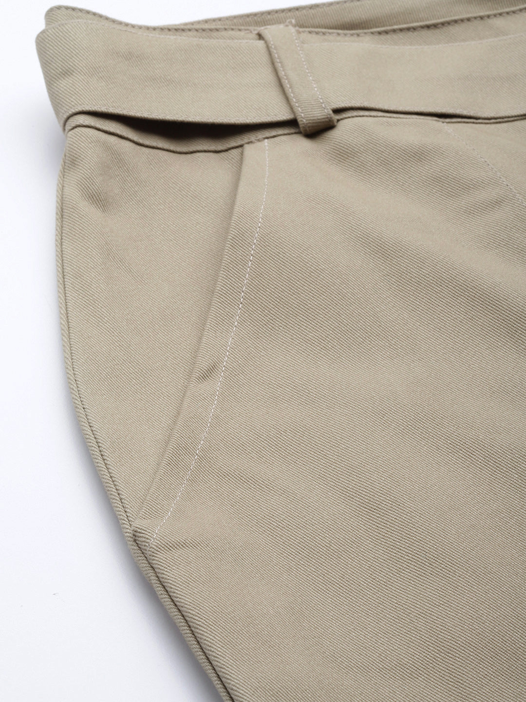 Women Beige High-Rise Cargo Joggers with Belt