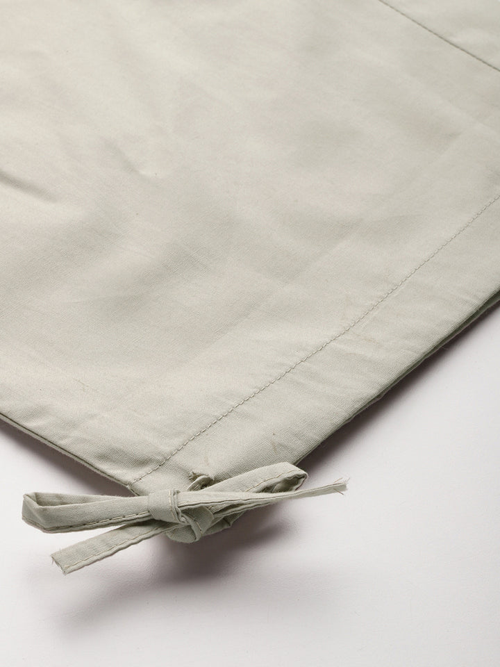 Beige Women Loose Fit High-Rise Cargos Trousers