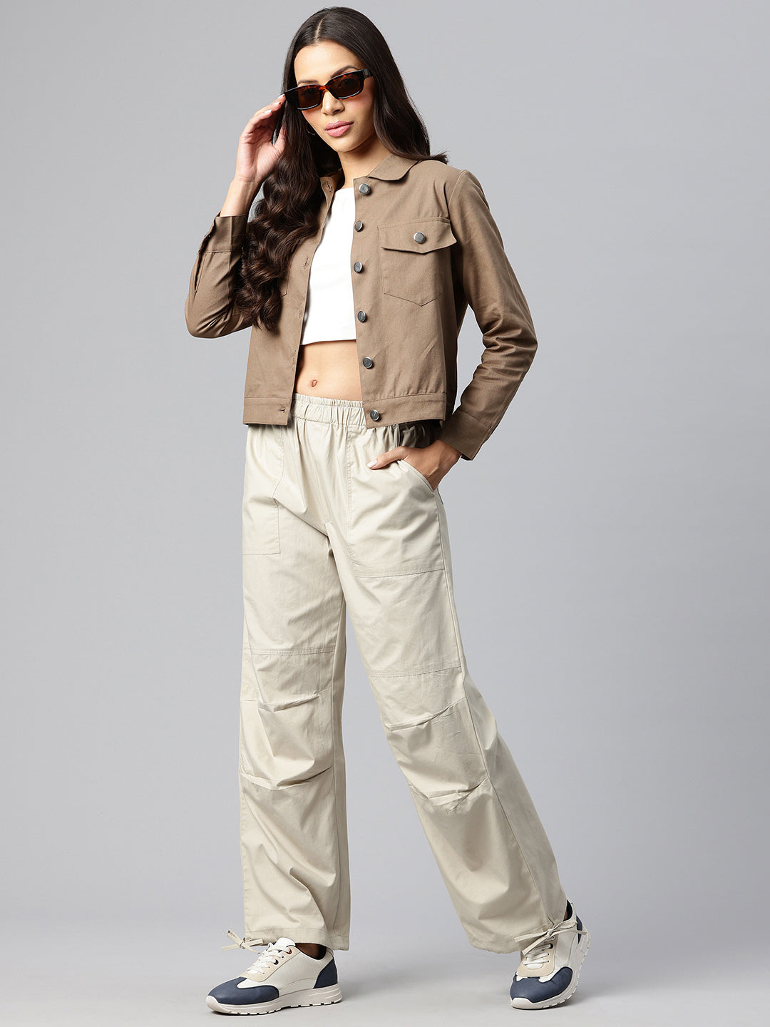 Popnetic Women Solid Pure Cotton Denim Jacket