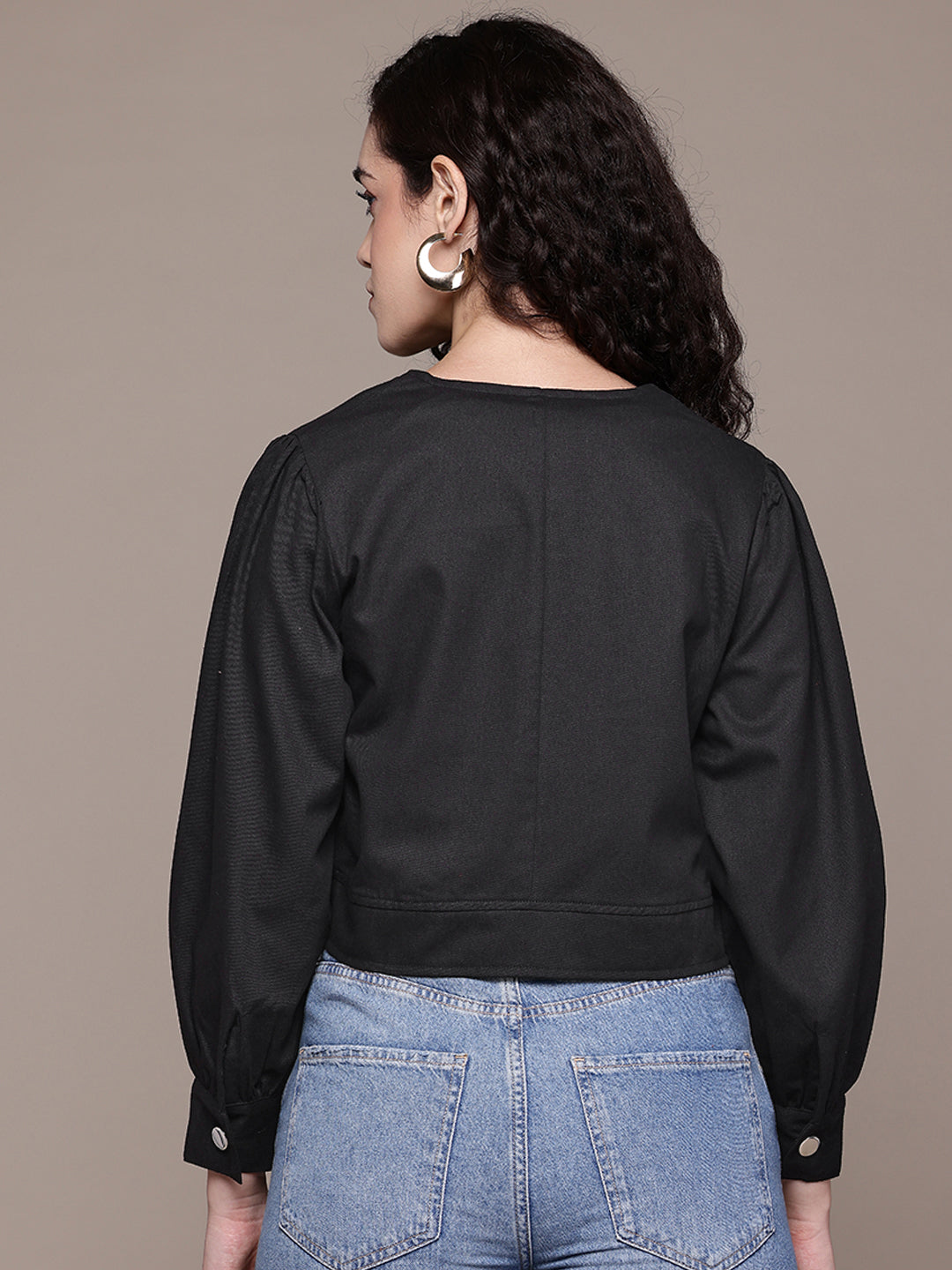 Popnetic Women Pure Cotton Crop Tailored Jacket