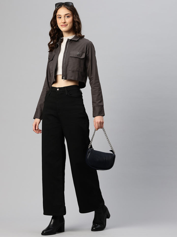 Popnetic Pure Cotton Crop Tailored Jacket