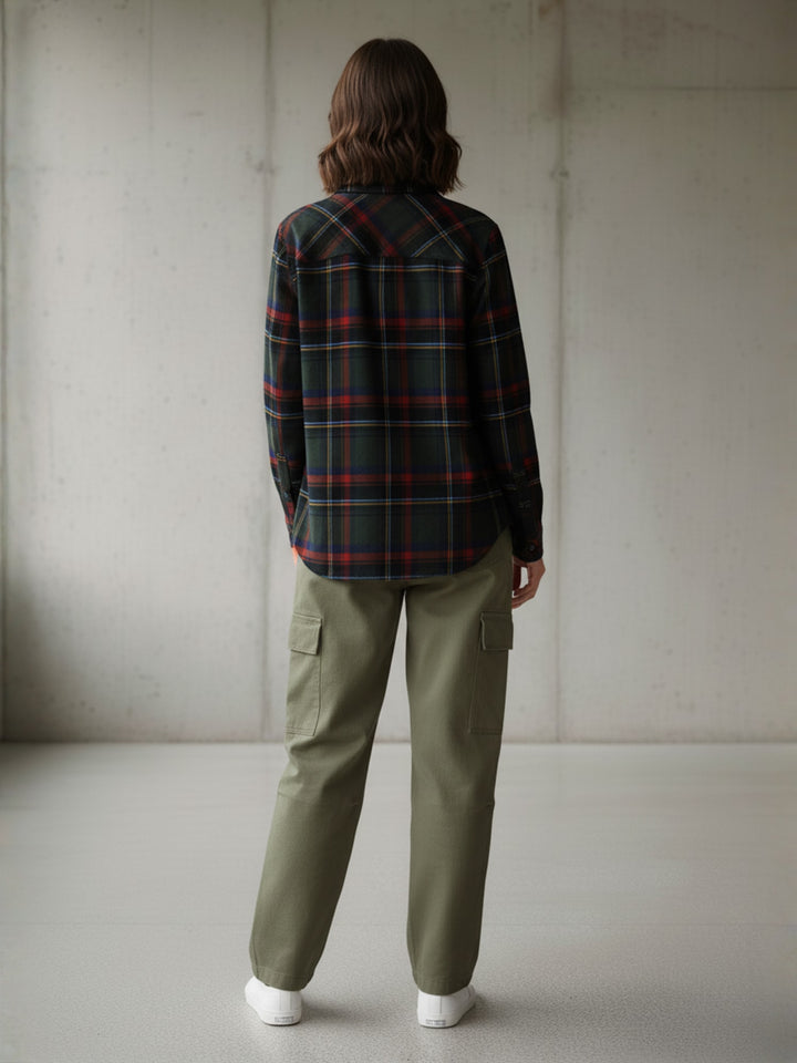 Popnetic Women Pure Cotton Flannel Oversized Shirt