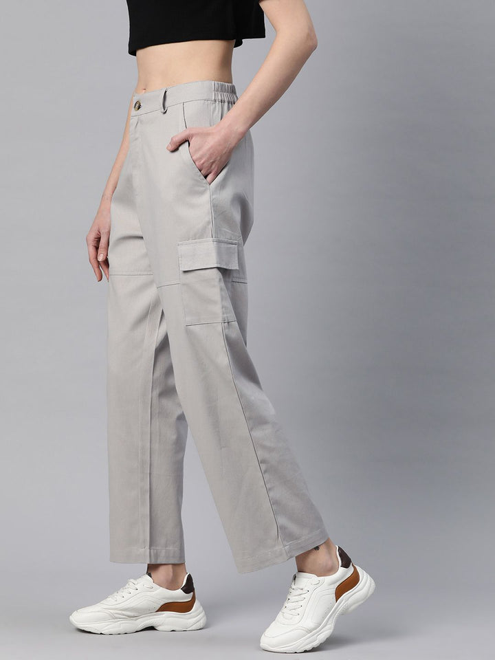Popnetic Flat-Front High-Rise Pure Cotton Cargos