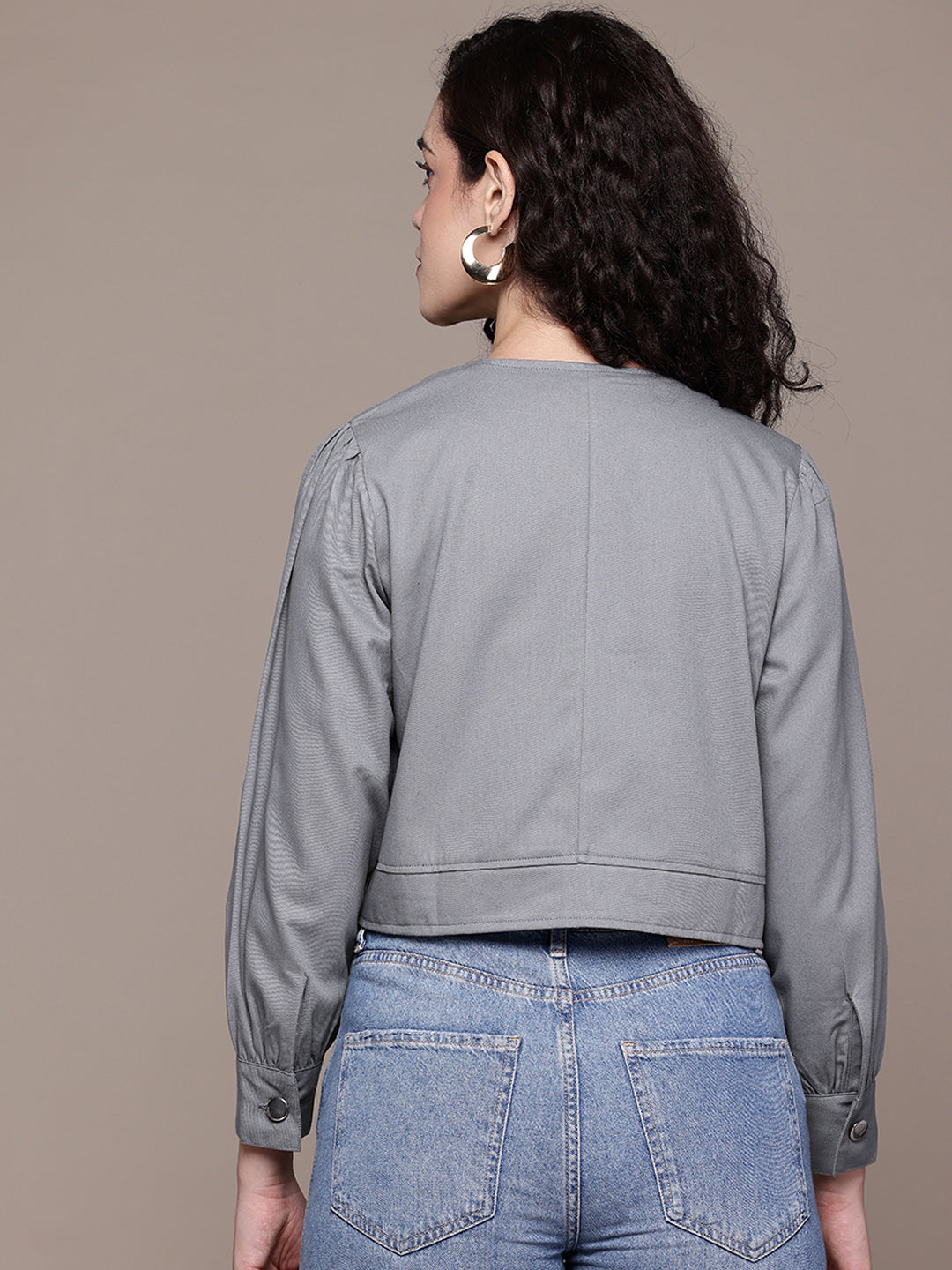 Popnetic Women Pure Cotton Crop Denim Jacket
