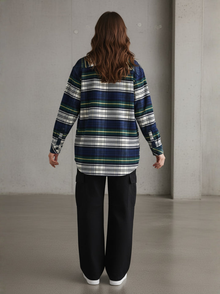 Popnetic Women Pure Cotton Flannel Oversized Shirt
