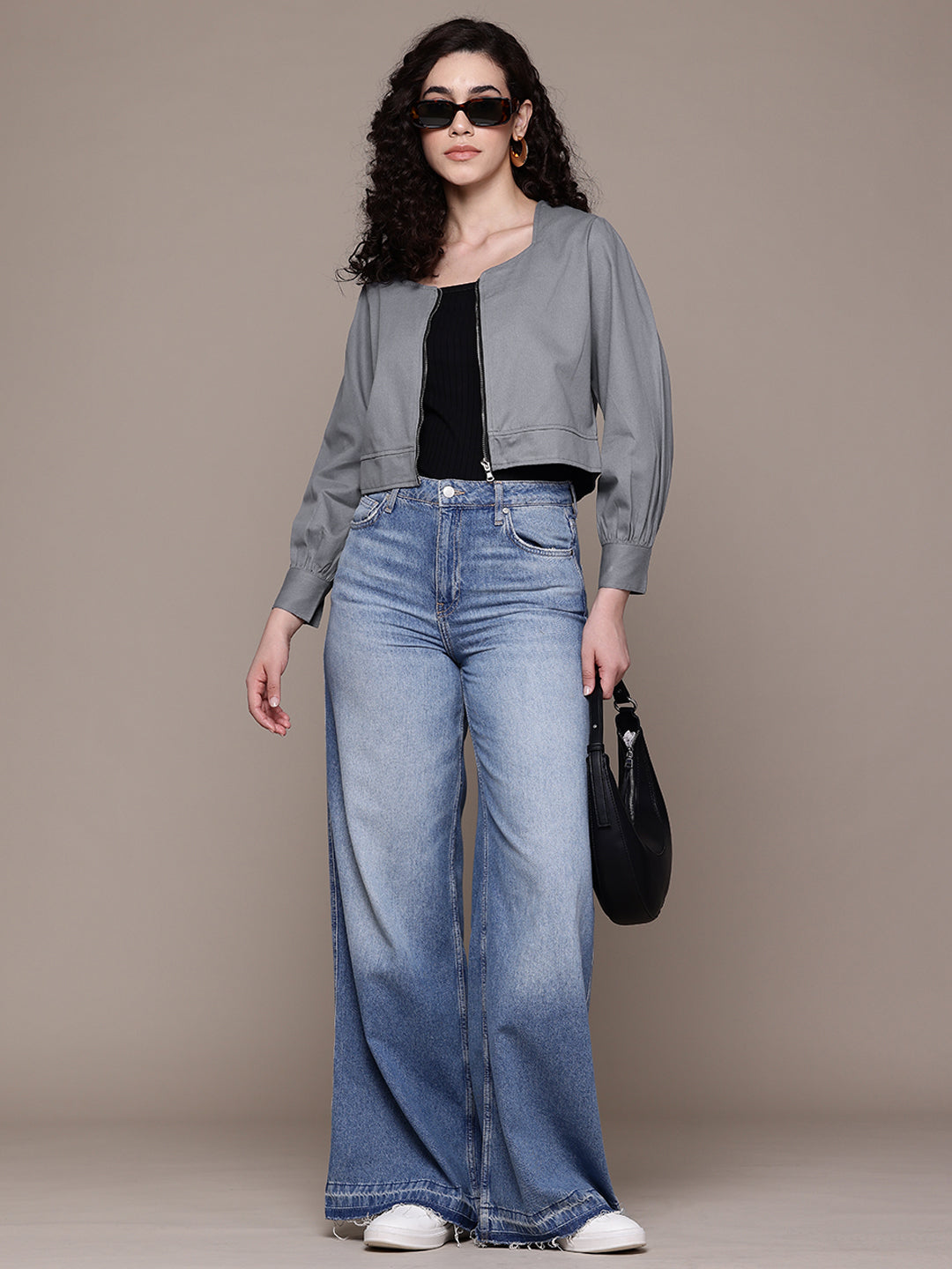 Popnetic Women Pure Cotton Crop Denim Jacket