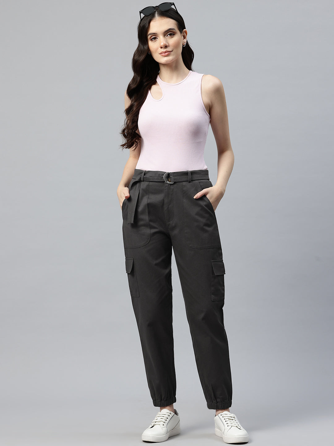 Popnetic High-Rise Pure Cotton Cargo Trousers
