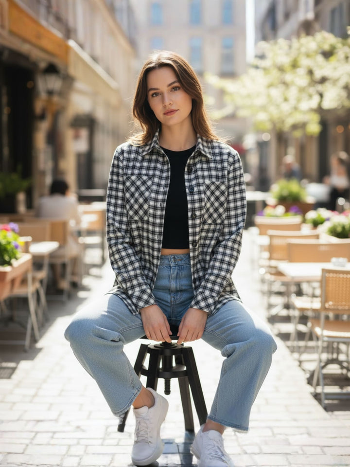 Popnetic Women Gingham Checks Checked Casual Shirt