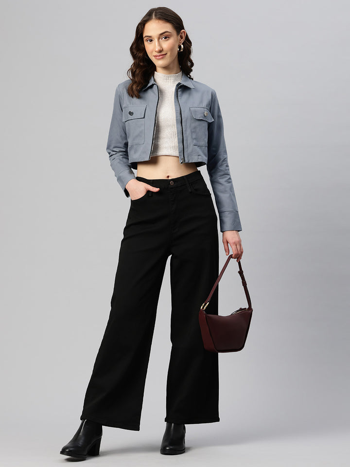 Popnetic Pure Cotton Crop Tailored Jacket