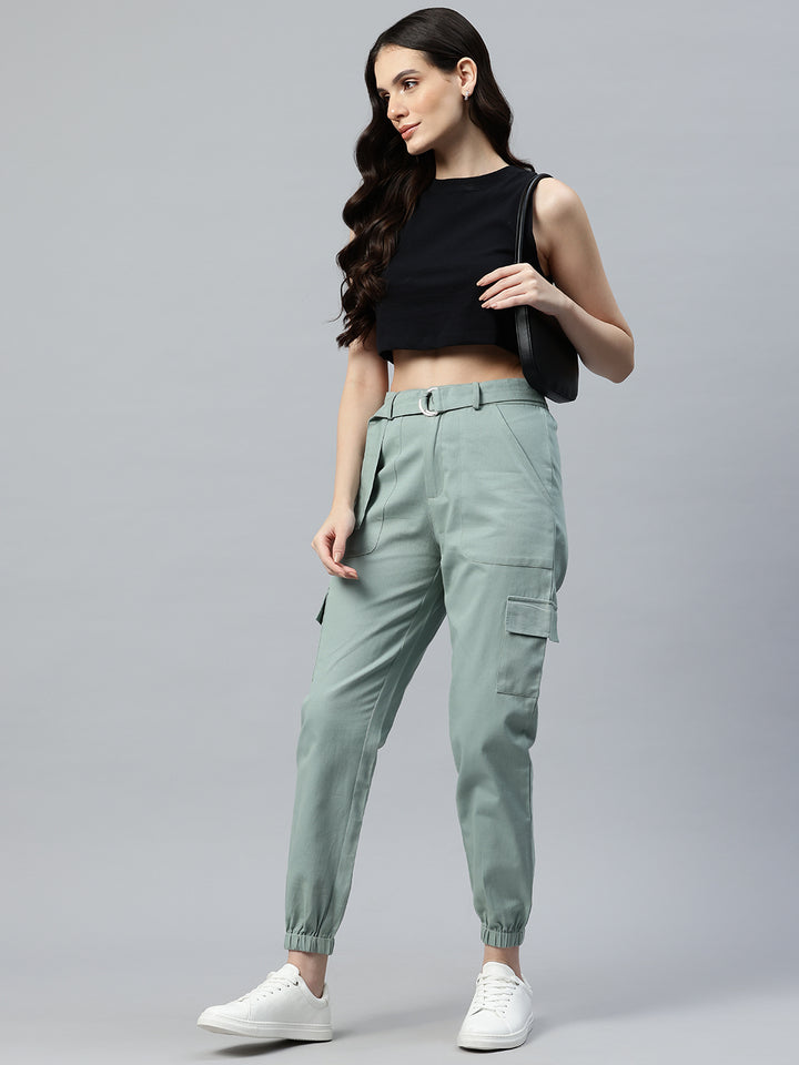 Popnetic High-Rise Pure Cotton Cargo Trousers