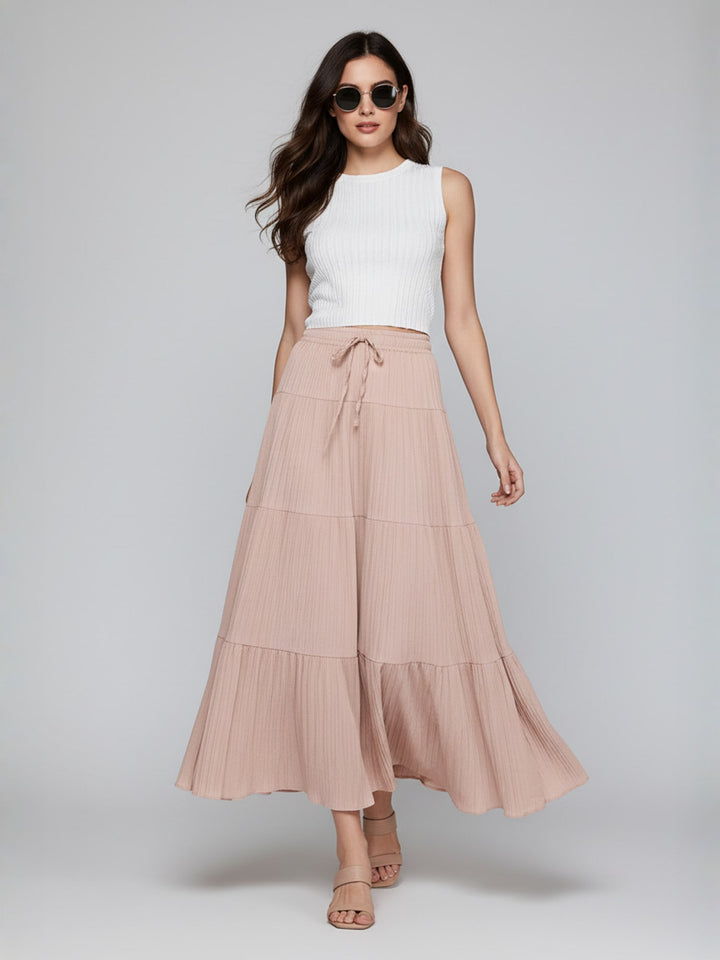 Popnetic Textured Tiered Maxi Skirt