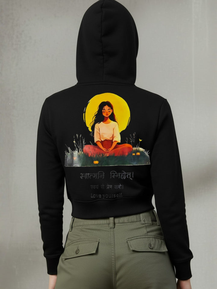 Popnetic Women Printed Hooded Sweatshirt