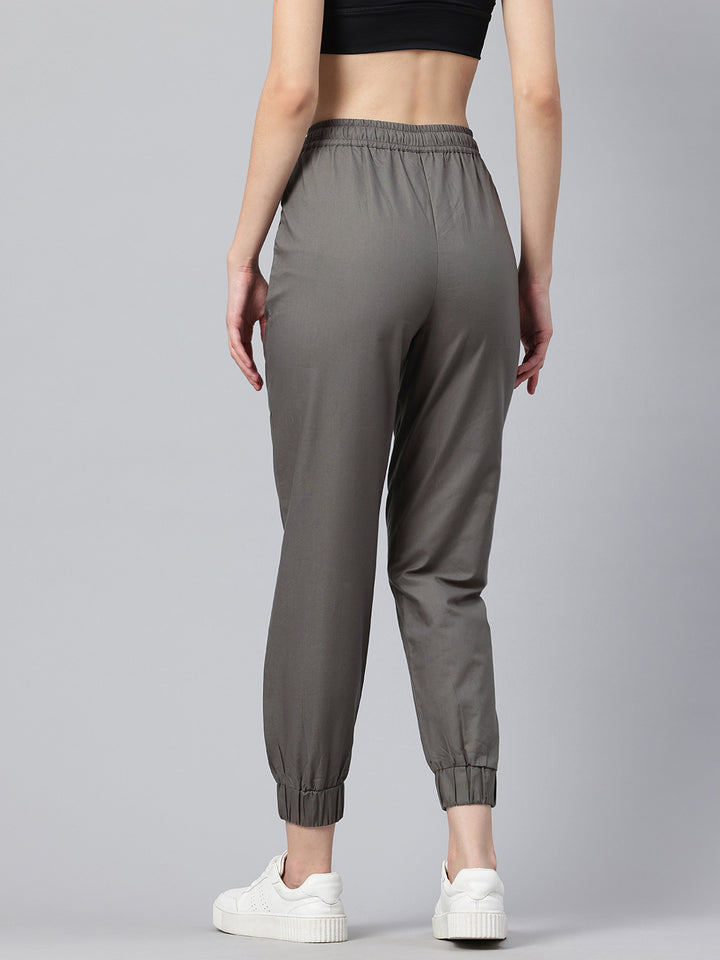 Popnetic Women Pure Cotton High-Rise Joggers Trousers