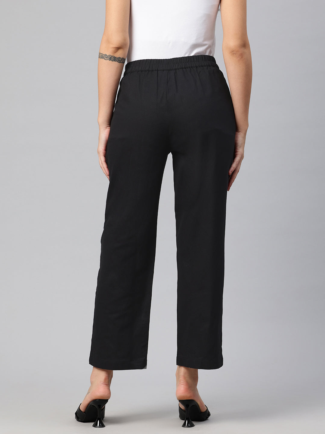 Popnetic High-Rise Pleated Pure Cotton Parallel Trousers