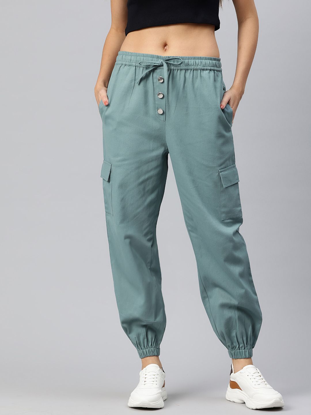 Popnetic High-Rise Pure Cotton Cargo Joggers