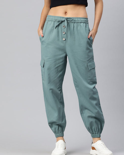 Popnetic High-Rise Pure Cotton Cargo Joggers