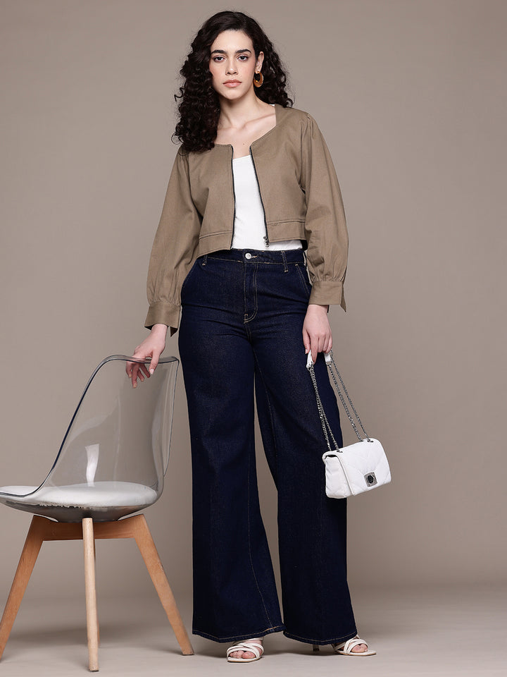 Popnetic Women Pure Cotton Crop Tailored Jacket