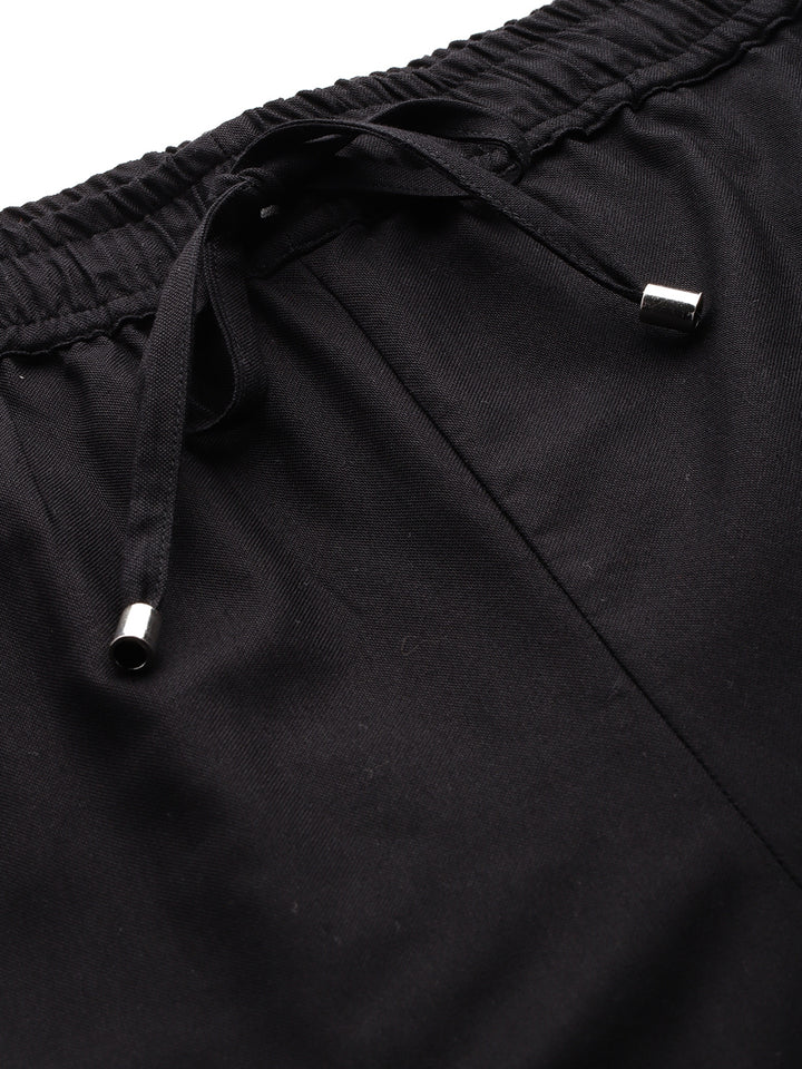 Popnetic Women Pure Cotton High-Rise Cargo Style Joggers Trousers