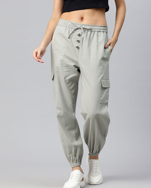 Popnetic High-Rise Pure Cotton Cargo Joggers