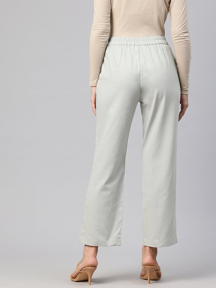 Popnetic High-Rise Pleated Pure Cotton Parallel Trousers
