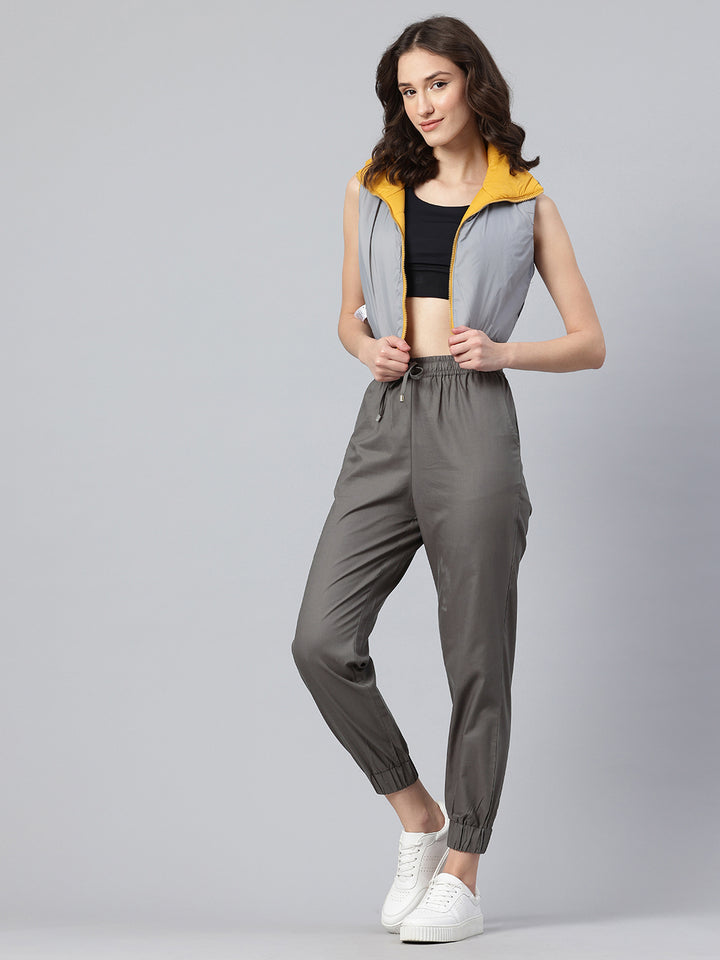 Popnetic Women Pure Cotton High-Rise Joggers Trousers