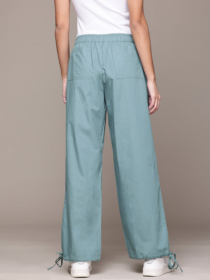 Popnetic Women Loose Fit High-Rise Trousers