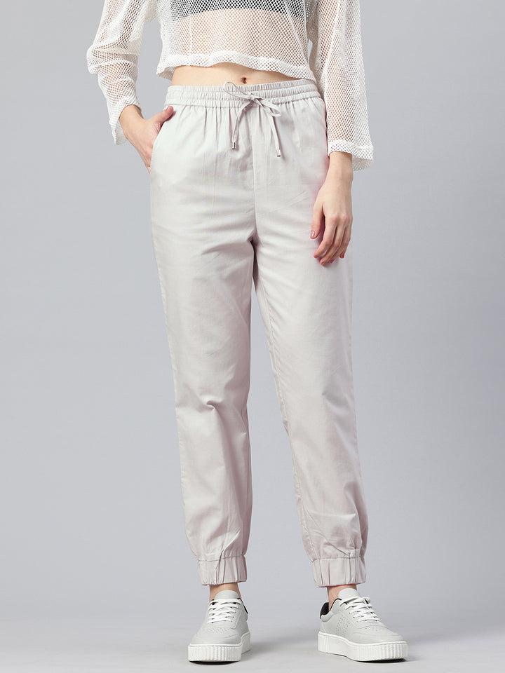 Popnetic Women Pure Cotton High-Rise Joggers Trousers