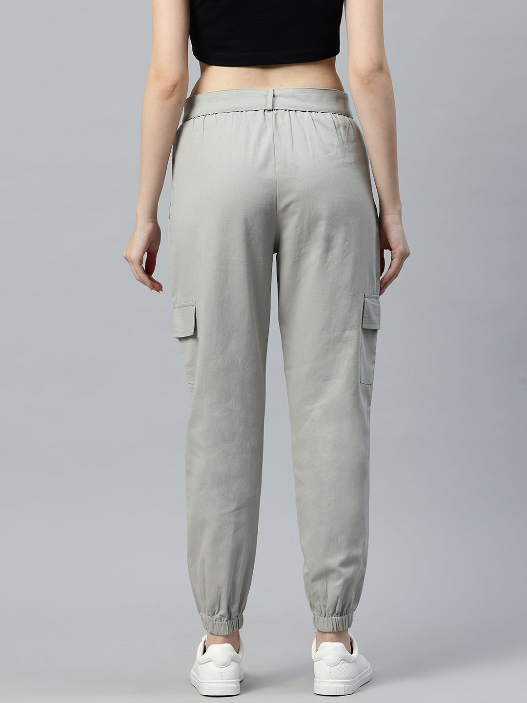 Popnetic High-Rise Pure Cotton Cargo Trousers