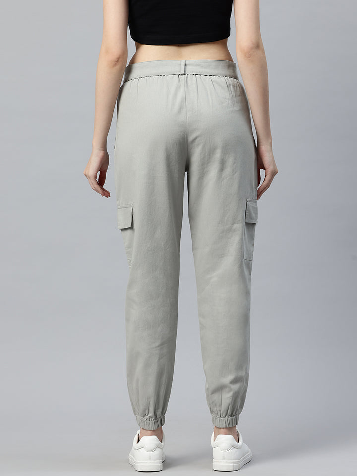 Popnetic High-Rise Pure Cotton Cargo Trousers