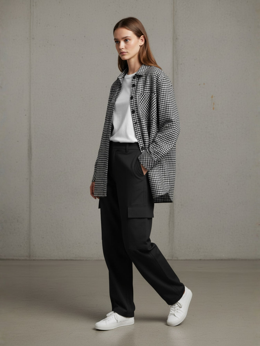 Popnetic Women Pure Cotton Gingham Check Oversized Shirt