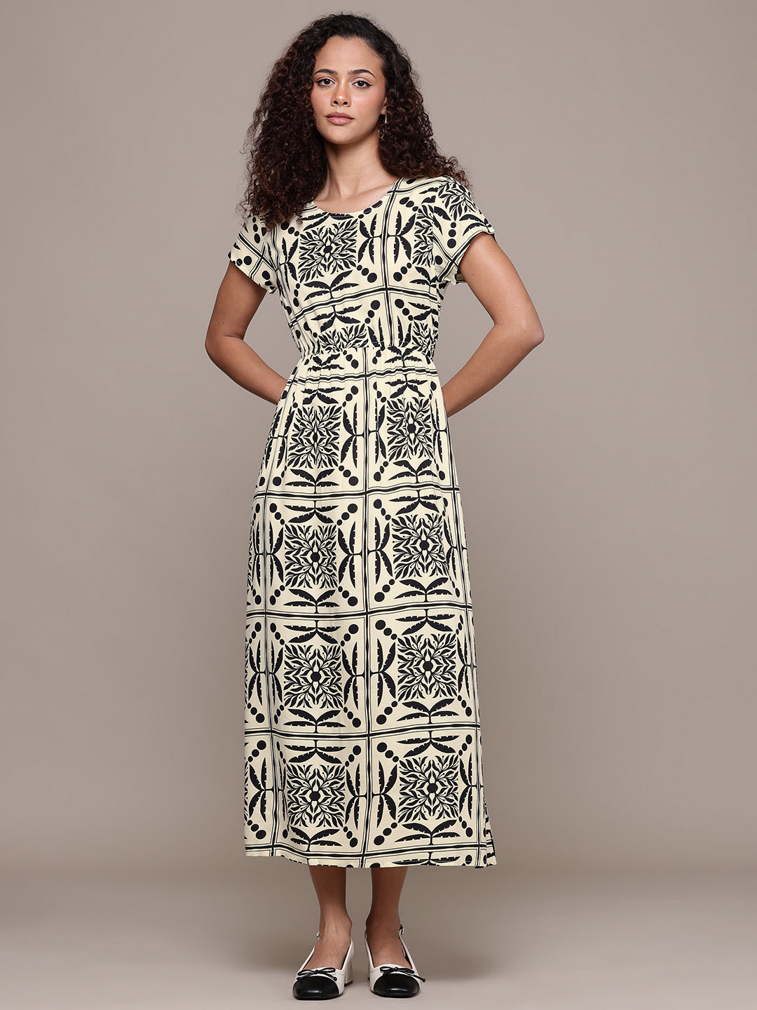 Popnetic Floral Print A-Line Midi Dress