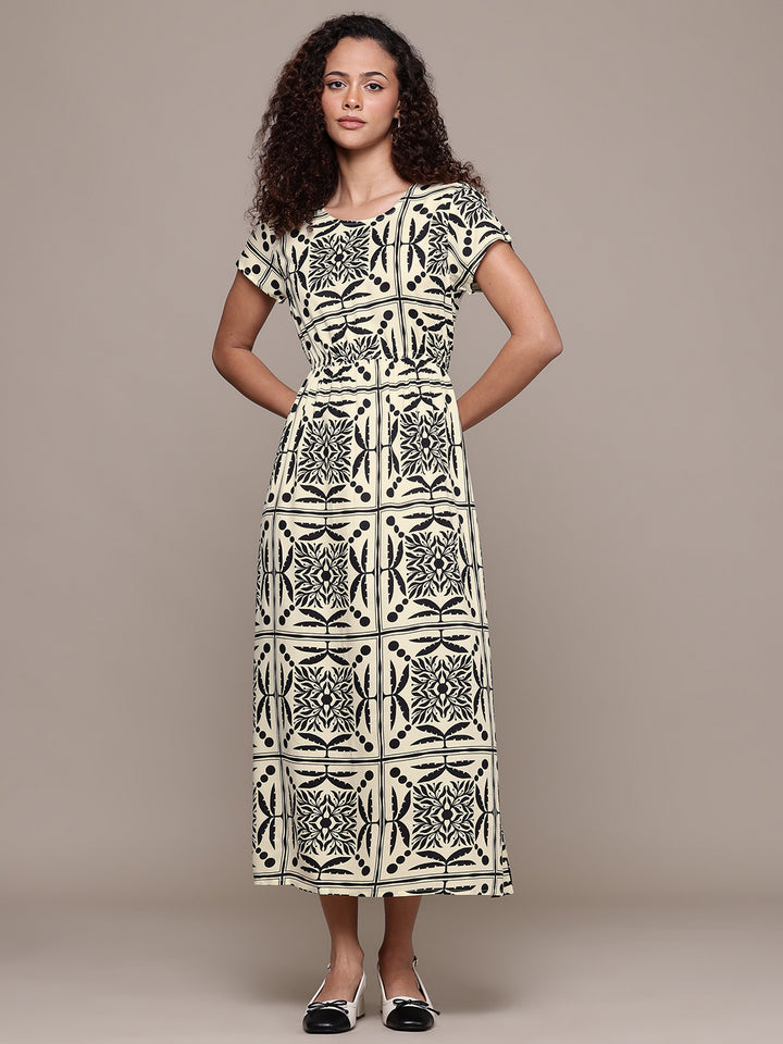 Popnetic Floral Print A-Line Midi Dress