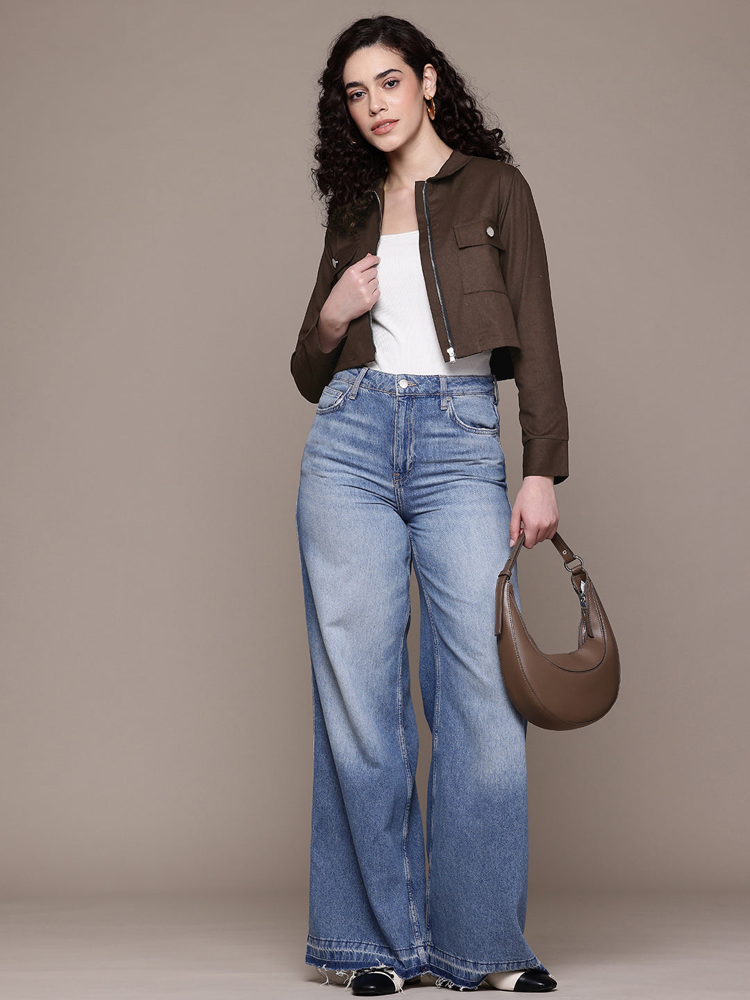 Popnetic Women Pure Cotton Crop Denim Jacket