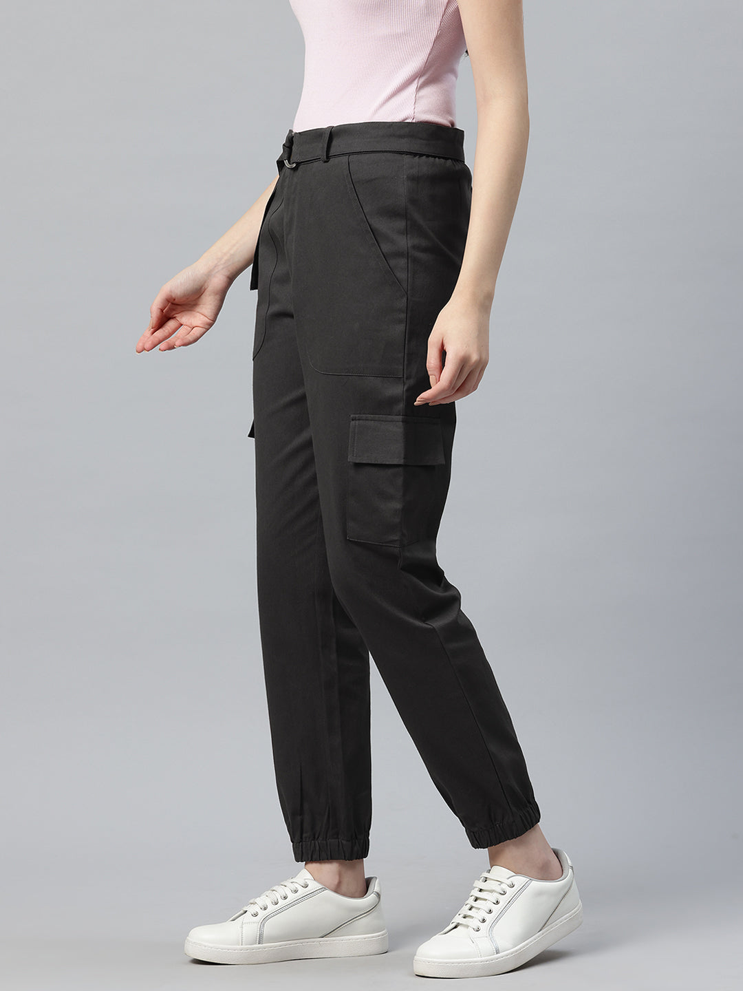 Popnetic High-Rise Pure Cotton Cargo Trousers